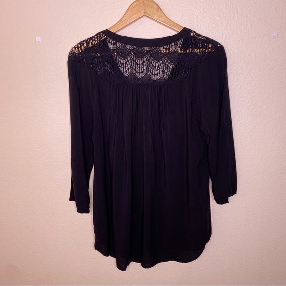 Pleioni Black Button Up Blouse Medium - Picture 2 of 10